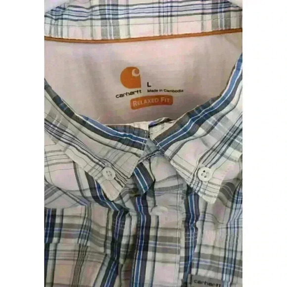CARHARTT Men's‎ Force Relaxed Fit Lightweight Short Sleeve Plaid Shirt Large - Picture 4 of 12